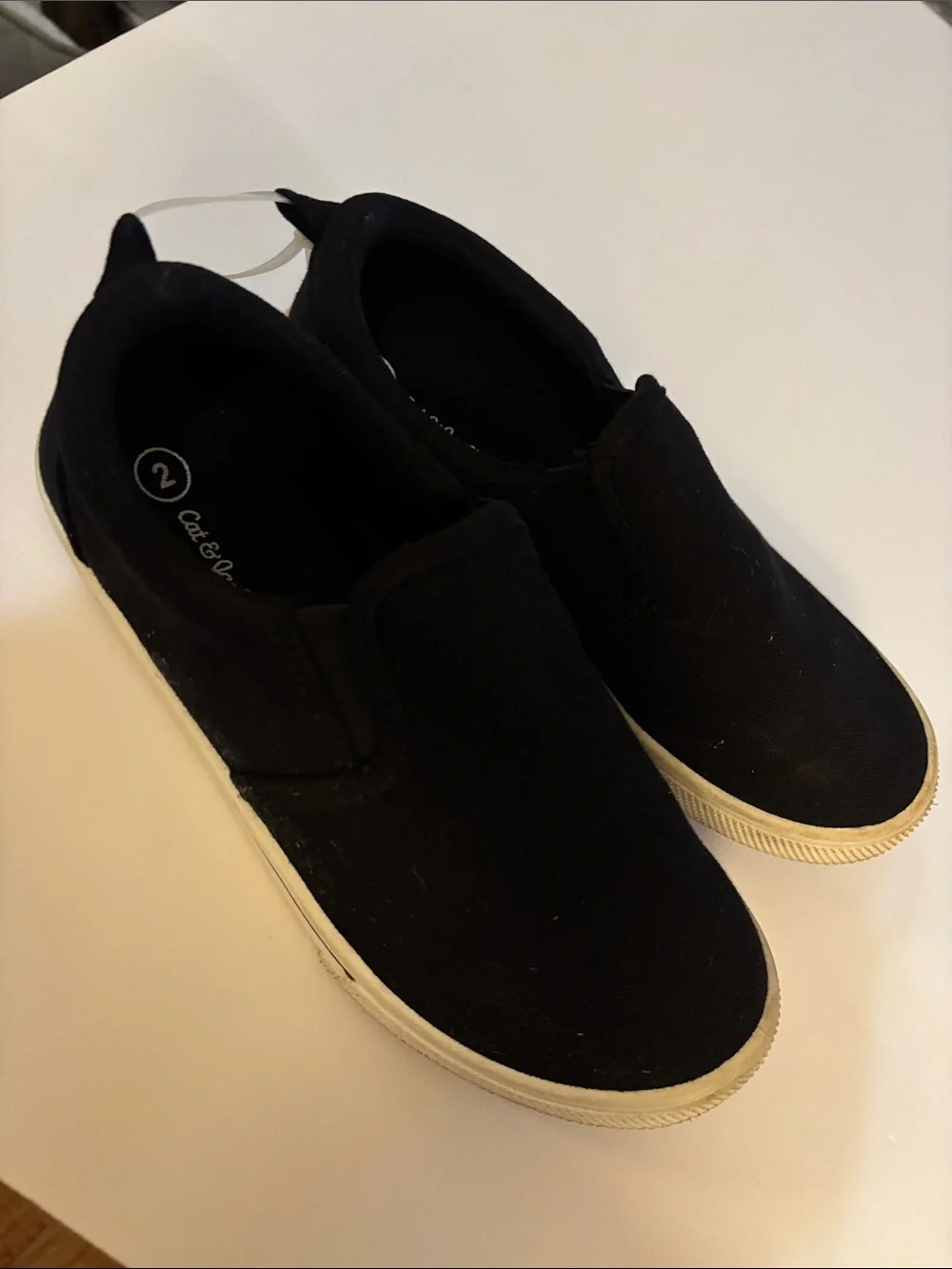 Cat & Jack Black Canvas Slip-On Sneakers with White Soles